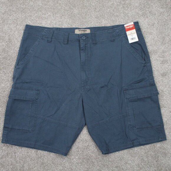 Wrangler Shorts NWT Mens 44 Blue Cargo Pocket Chino Stretch w/ 10" inseam - Picture 1 of 11